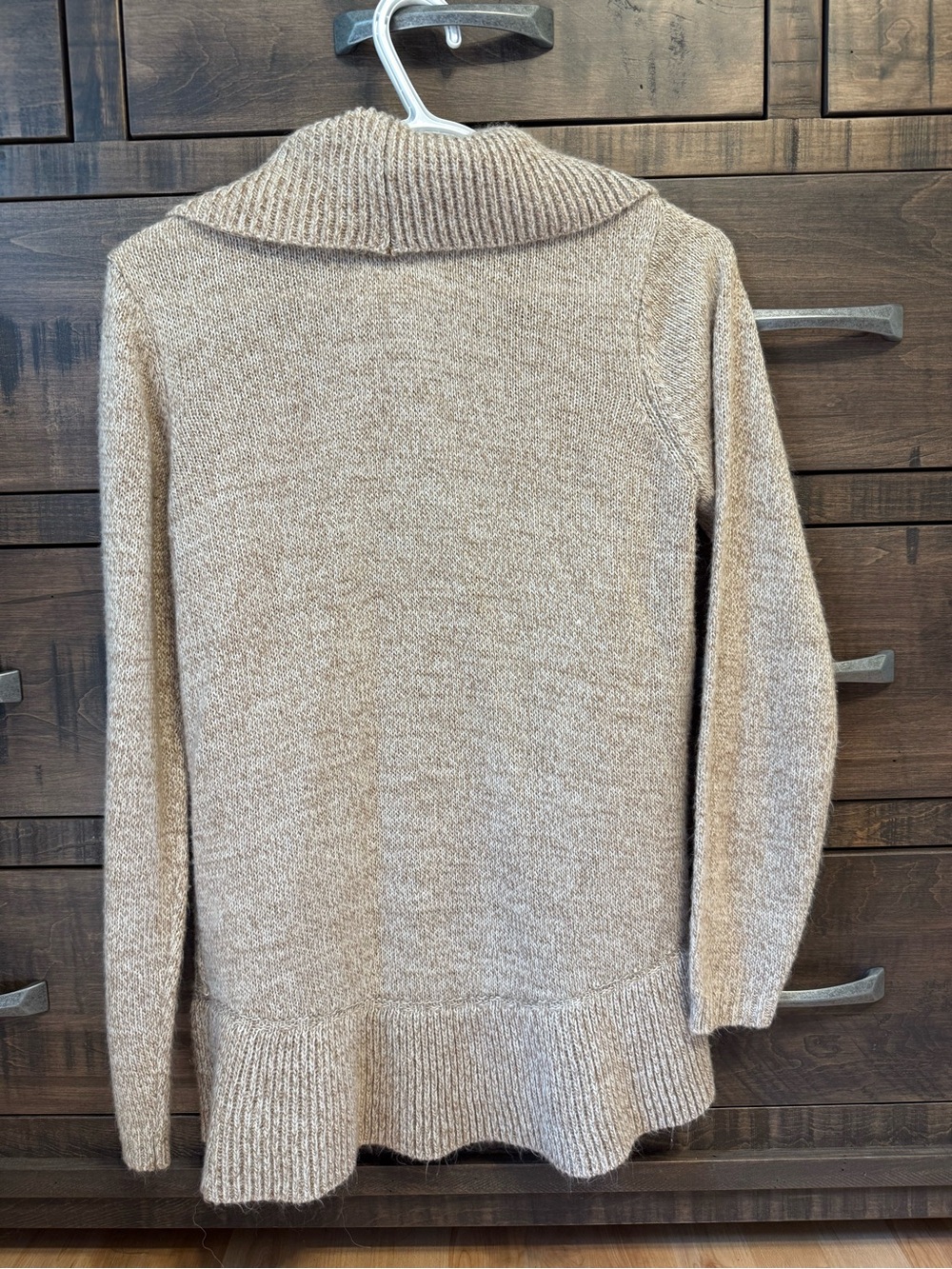 Karen Scott Beige Ruffle-Front Open Cardigan - Picture 2 of 2